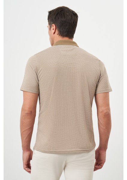 Erkek Bej Trend Cepli Polo Yaka T-Shirt