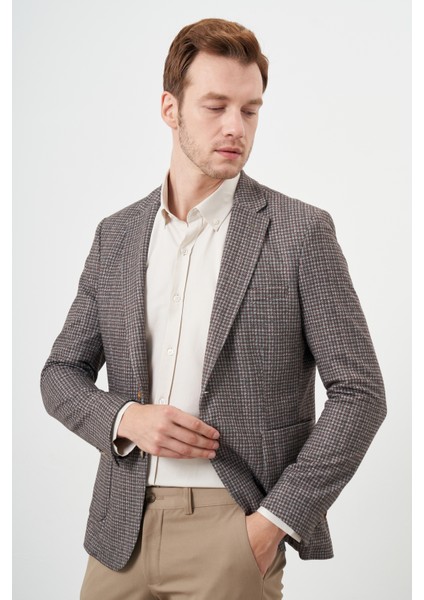 Erkek Kahve Örme Slim Fit Torba Cep Mono Yaka Spor Ceket fiyatları