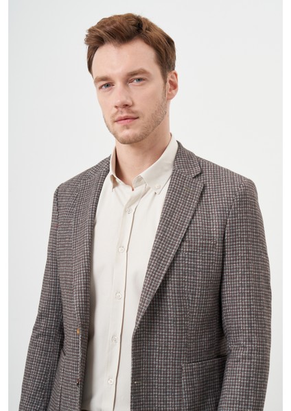 Erkek Kahve Örme Slim Fit Torba Cep Mono Yaka Spor Ceket modelleri