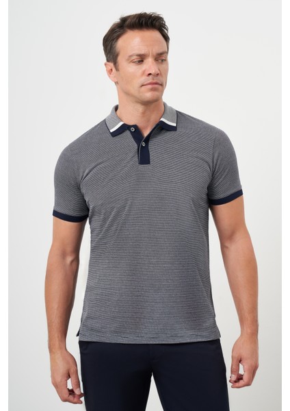 Erkek Lacivert Trend Polo Yaka Dynamic Fit T-Shirt