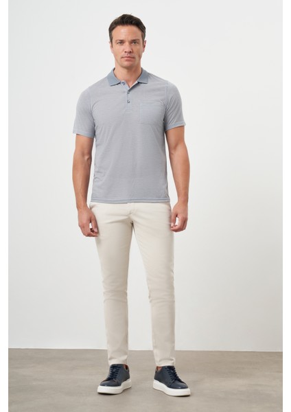 Erkek Gri Trend Cepli Polo Yaka T-Shirt