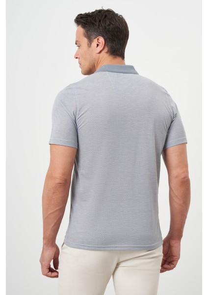 Erkek Gri Trend Cepli Polo Yaka T-Shirt