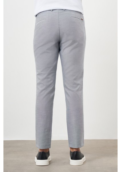 Erkek Gri Poliviskon Trend Desenli Lastikli Slim Fit Pantolon modelleri