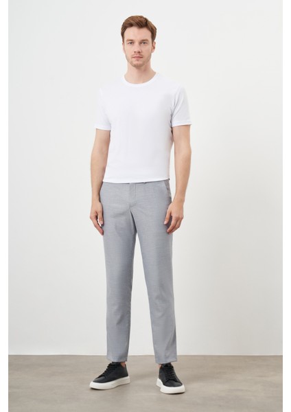 Erkek Gri Poliviskon Trend Desenli Lastikli Slim Fit Pantolon indirimleri