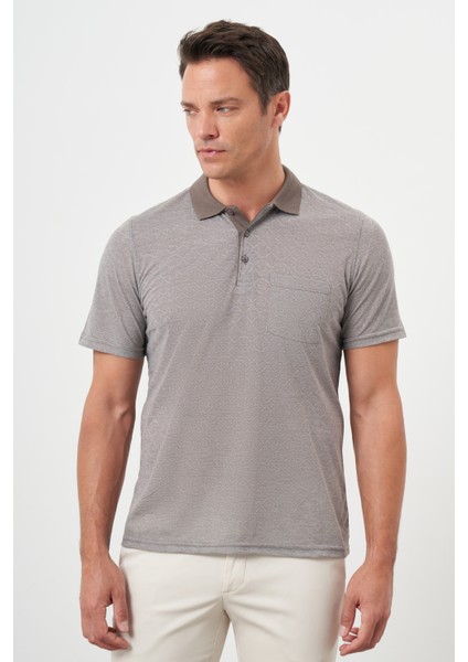 Erkek Kahve Trend Cepli Polo Yaka T-Shirt