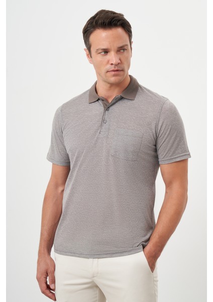 Erkek Kahve Trend Cepli Polo Yaka T-Shirt