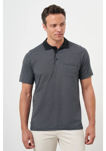 Erkek Antrasit Trend Cepli Polo Yaka T-Shirt