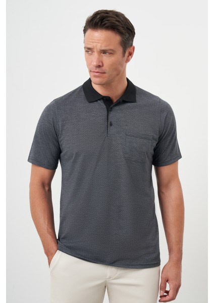 Erkek Antrasit Trend Cepli Polo Yaka T-Shirt