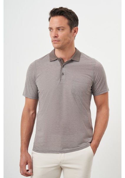 Erkek Bej Trend Cepli Polo Yaka T-Shirt