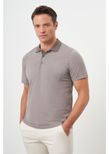 Erkek Bej Trend Cepli Polo Yaka T-Shirt