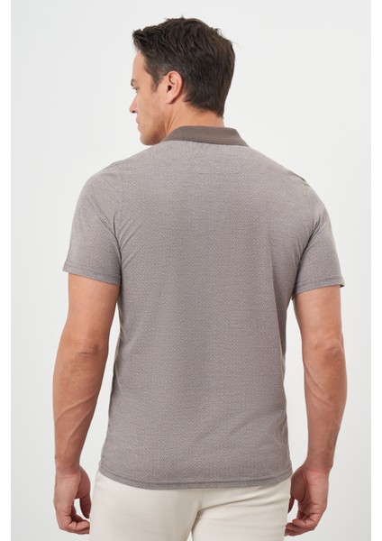 Erkek Bej Trend Cepli Polo Yaka T-Shirt