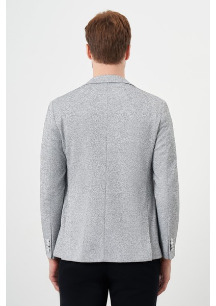 Erkek Siyah Örme Slim Fit Torba Cep Mono Yaka Spor Ceket