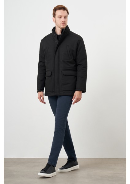 Erkek Siyah Wagon Çıtçıtlı Kapüşonlu Dynamic Fit Rahat Kesim Mont fırsatları