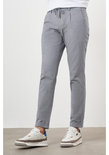 Erkek Lacivert Pamuk Keten Trend Ipli Jogger Slim Fit Spor Pantolon fiyatları