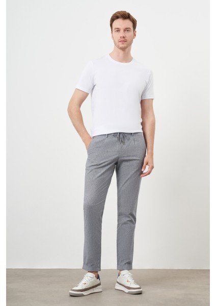 Erkek Lacivert Pamuk Keten Trend Ipli Jogger Slim Fit Spor Pantolon indirimleri
