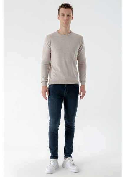 Erkek Bej Basic Bisiklet Yaka Dynamic Fit Rahat Kesim Triko indirimleri
