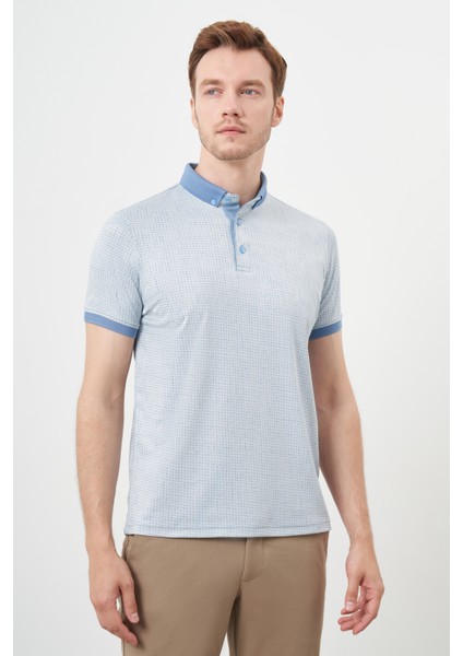 Erkek A. Mavi Trend Merserize Jakar Desen Düğmeli Yaka Dynamic Fit T-Shirt modelleri