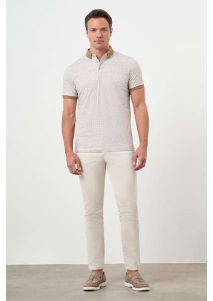 Erkek Açık Kahve Trend Compact Rotasyon Baskı Pike Polo Yaka T-Shirt fırsatları