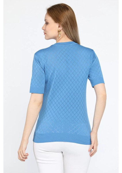 Indigo Kendinden Desenli Boncuk Detaylı Kadın Triko Bluz P-00010454 modelleri