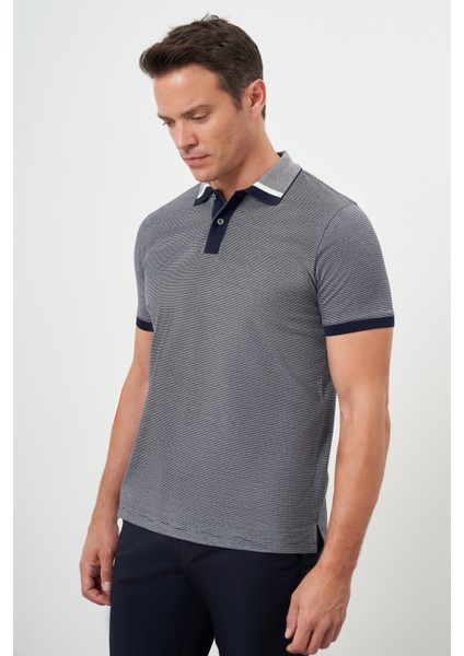 Erkek Lacivert Trend Polo Yaka Dynamic Fit T-Shirt modelleri