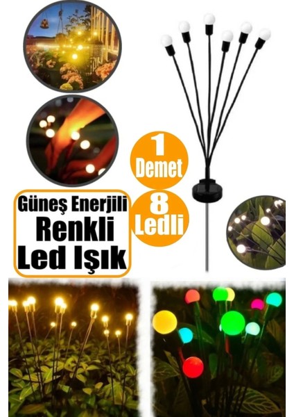 8 Ledli Güneş Enerjili Bahçe Aydınlatma Ateş Böceği Dış Dekoratif Bahçe Lambaları