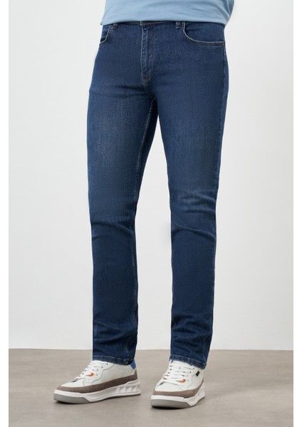 Erkek Mavi Denim 5 Cep Dynamic Fit Jean Kot Pantolon fiyatları