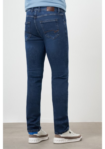 Erkek Mavi Denim 5 Cep Dynamic Fit Jean Kot Pantolon fırsatları