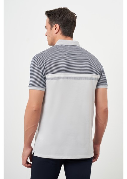 Erkek Gri Trend Çizgili Polo Yaka Dynamic Fit T-Shirt indirimleri