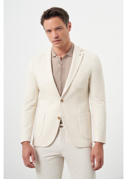 Erkek Bej Örme Slim Fit Torba Cep Mono Yaka Spor Ceket fiyatları