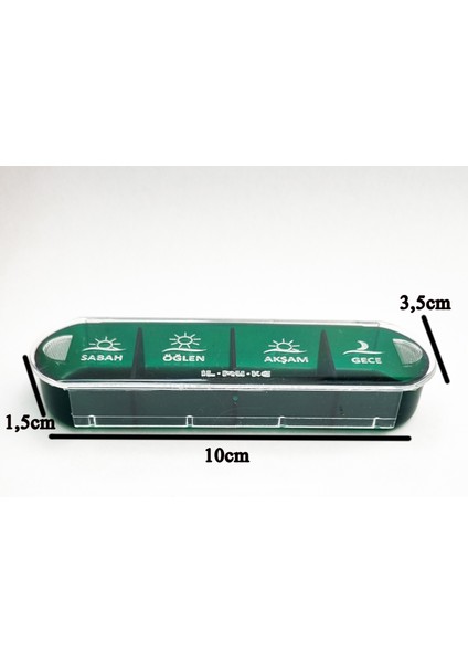 Ilmuka 10CMX3,5CM Günlük Ilaç Muhafaza Kabı (3ADET) Ilaç Saklama Kutusu 4öğün Ilmuka (Yeşil) fiyatları