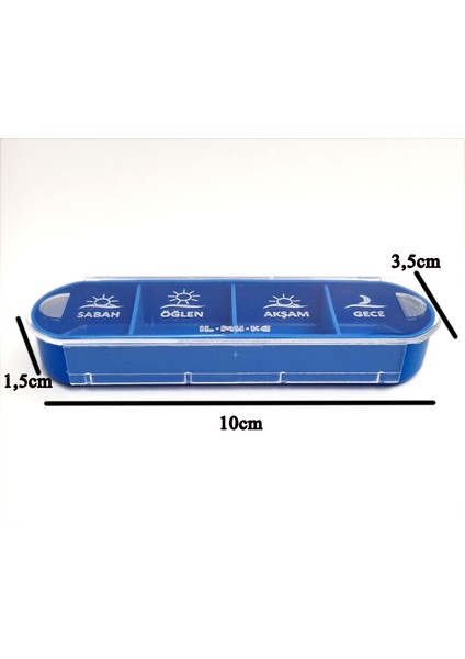 Ilmuka 10CMX3,5CM Günlük Ilaç Muhafaza Kabı (3ADET) Ilaç Saklama Kutusu 4öğün Ilmuka (Mavi) fırsatları