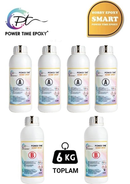 Power Time Epoxy 6 kg Hobby Epoxy Smart/ Şeffaf Epoksi Reçine Ince Döküm