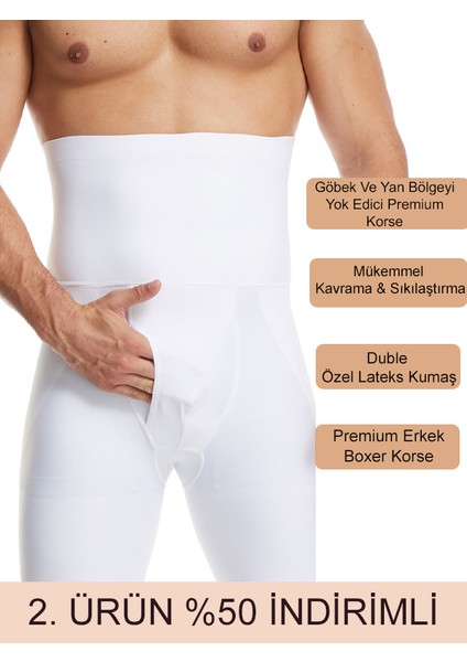 Erkek Dikişsiz Yüksek Bel Göbek Toparlayıcı Sıkılaştırıcı Boxer Korse Beyaz fiyatları