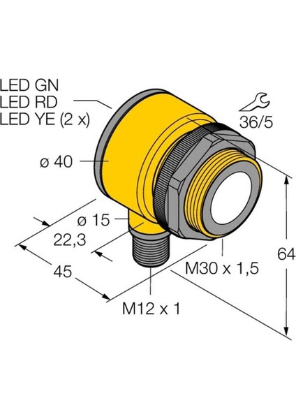 RU300-T30-LI26X3-H1141 Ultrasonik Sensör 3m. Algılama Mesafesi 4-20MA M12 Konnektörlü