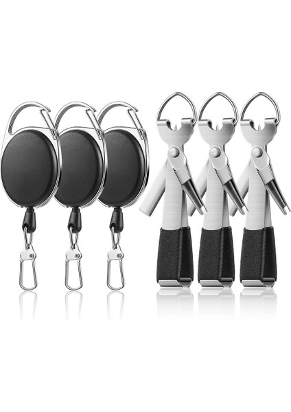 Balıkçılık Hızlı Düğüm Bağlama Aracı, Retraktör Combo Clippers ile 4'ü 1 Arada Fly Line Clippers, 3'lü Paket Içerir (Yurt Dışından)
