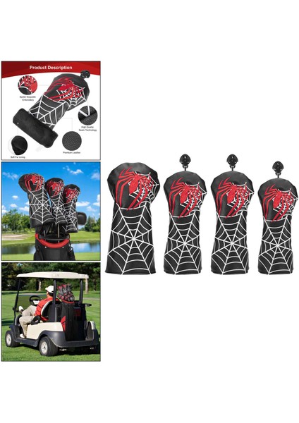 Golf Kulübü Baş Örtüsü Örümcek Nakışlı Woods Sürücü Için Pu Deri Başlıklar Fairway Hibrit, Toz Geçirmez Koruma No.3 (Yurt Dışından) fiyatları