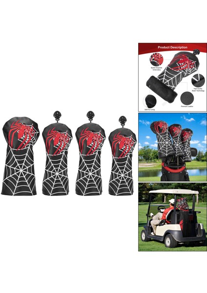 Golf Kulübü Baş Örtüsü Örümcek Nakışlı Woods Sürücü Için Pu Deri Başlıklar Fairway Hibrit, Toz Geçirmez Koruma No.3 (Yurt Dışından) fırsatları