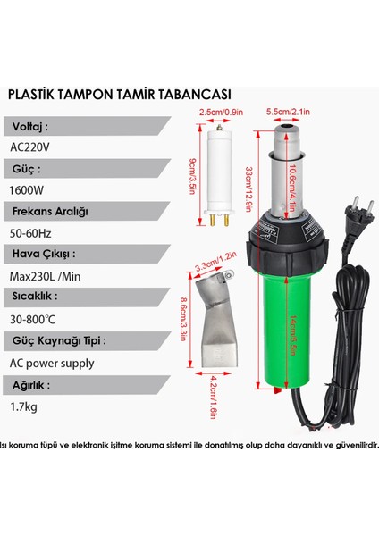 Plastik Kaynak Makinesi Tampon Tamir Tabancası Kutulu Set fiyatları
