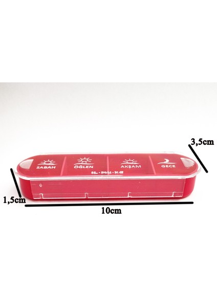 Ilmuka 10CMX3,5CM Günlük Ilaç Muhafaza Kabı (3ADET) Ilaç Kutusu 4öğün Ilmuka (Pembe)