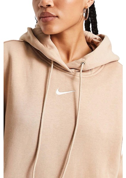 Mini Swoosh Oversized Hoodie Brown Hoodie Kapüşonlu Sweatshirt Bej modelleri