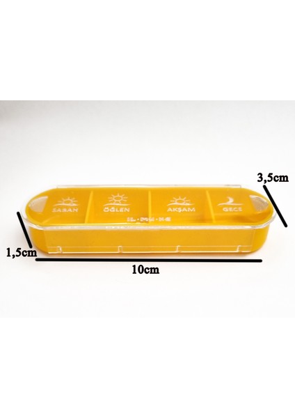 Ilmuka 10CMX3,5CM Günlük Ilaç Muhafaza Kabı (3ADET) Ilaç Kutusu 4öğün Ilmuka (Sarı) fiyatları