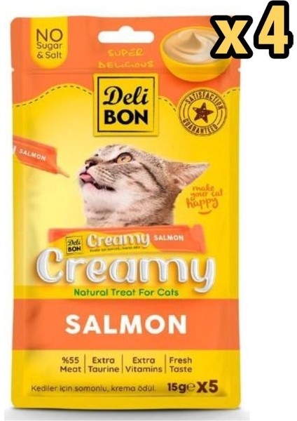 Creamy Somonlu Kedi Ödül Maması 15 gr 5li x 4 Adet