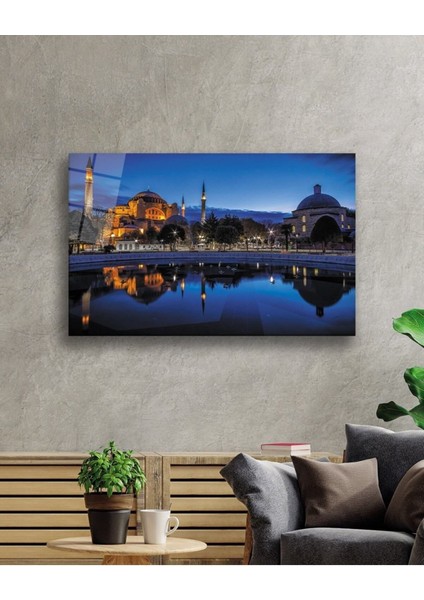 Istanbul Ayasofya Camii Manzara 4mm Dayanıklı Cam Tablo Temperli Cam