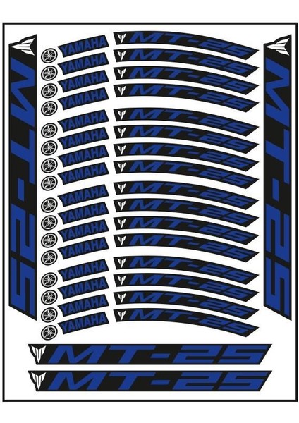 Mavi Baskı Yamaha Mt-25 Uyumlu Jant Şeridi