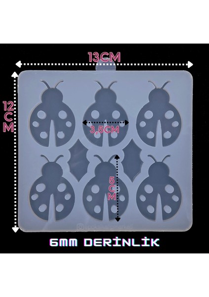 Epoksi Silikon Kalıp / 6lı Uğur Böceği Kalıbı