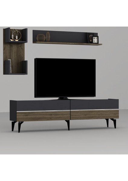 Tedy Tv Ünitesi Takımı Antrasit-Ceviz-Gümüş