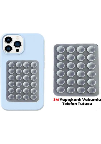 Silikon Vakumlu Telefon Tutucu, Cep Telefonu Için Silikon Yapışkanlı, Kaymaz Vantuz Telefon Tutucu Gri