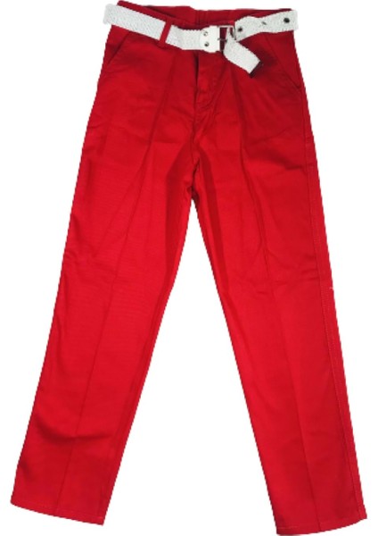 1040.03 Keten Pantolon 5-12 Yaş - Kırmızı - 11-12 Yaş