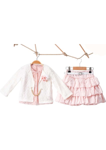 391112 Yakası Büzgülü Baskılı Tunik 3 Lü Tk 2y,3y,4y,5y - Pembe - 2-3 Yaş