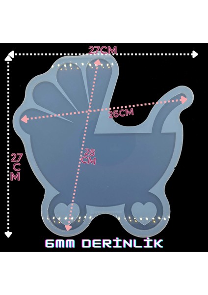 Epoksi Silikon Kalıp / Bebek Arabası Kapı Süsü Kalıbı / Yeni Doğan Bebek Kapı Süsü